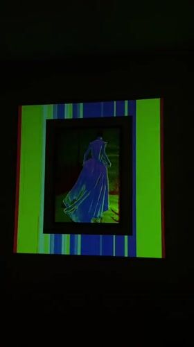 Interactive art installation featuring projected woman silhouette documented across Russia