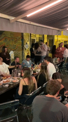 Tel Aviv restaurant patrons enjoy evening dining, May 9