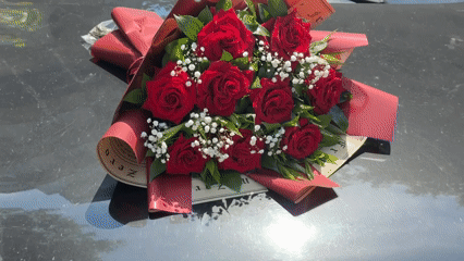 Red rose bouquets documented across Varna locations over 85 minutes
