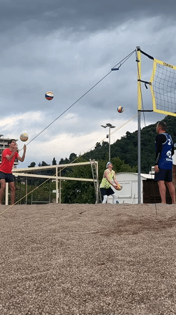 Early morning beach volleyball and shell collecting in Bečići