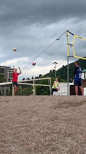 Early morning beach volleyball and shell collecting in Bečići
