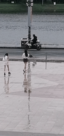 Rainy morning at a Da Lat lakeside plaza