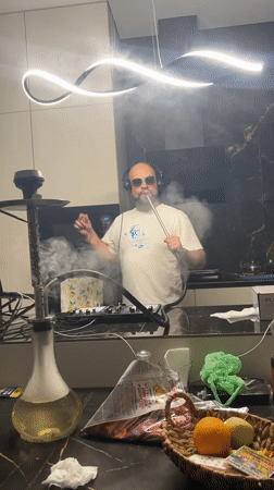 Casual hookah and DJ session in a Russian kitchen