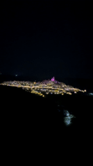 Colored light show illuminates medieval fortress in Bulgaria