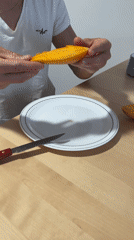 Person prepares fresh mango breakfast in Izhevsk