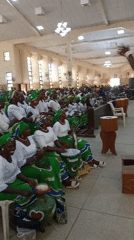 Women in coordinated dress gather at Jimeta assembly hall