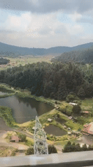 Aerial footage captured of La Marquesa landscape from moving vehicle