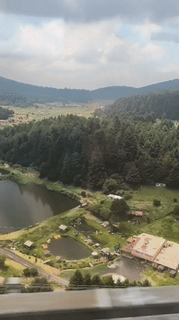 Aerial footage captured of La Marquesa landscape from moving vehicle
