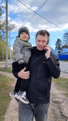Family moments captured near fire trucks in Chaikovsky