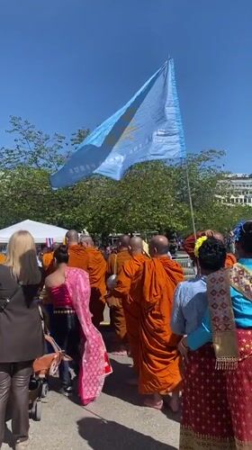 Thai cultural procession with Buddhist monks held in Stockholm