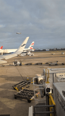 Morning airport operations captured at London area facility
