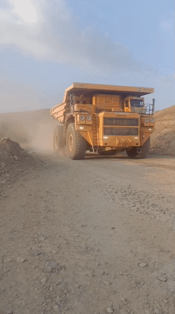 BELAZ haul truck #112 at Almalyk mining operations