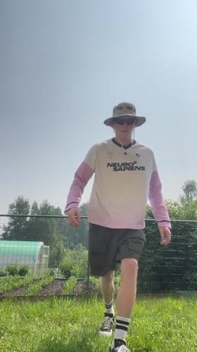 Backyard stunts and roaming dogs in a Russian village