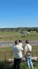 Sunny day drifting at Sibirskie Ogni, crowds watching from bleachers