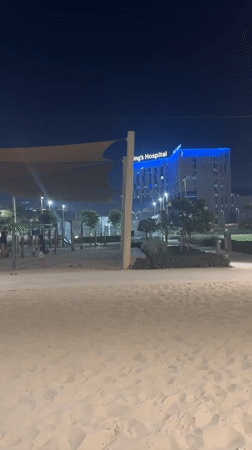 Evening playground activities observed near Dubai's King's Hospital