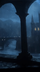 Stormy night castle scenes captured in Varna, Bulgaria