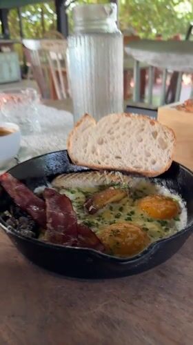 Extended breakfast meal documented at beachfront restaurant in Thailand