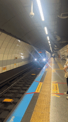 Subway train passes through Şişli station