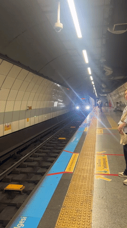 Subway train passes through Şişli station