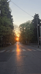 Sunset street scene captured in Stara Zagora, Bulgaria