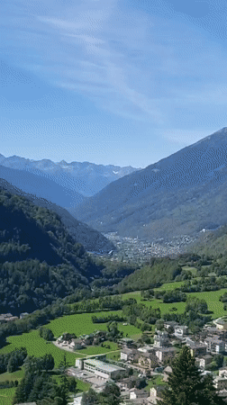 Alpine valley views from Sondalo on a clear September morning