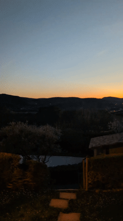 Evening sunset observed over Saint-Marcellin-lès-Vaison hills, France