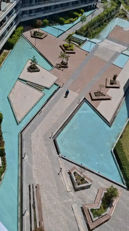 Aerial view captures modern courtyard design in Esenyurt residential complex