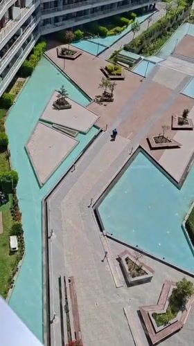 Aerial view captures modern courtyard design in Esenyurt residential complex