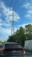 Woman in car during morning rush hour traffic in Sofia