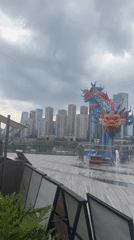 Dragon and bull sculptures spotted in Chongqing plaza