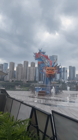 Dragon and bull sculptures spotted in Chongqing plaza