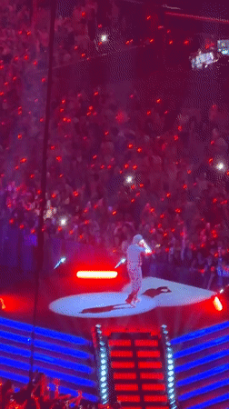Live arena concert lights up Munich with pyrotechnics and a packed crowd