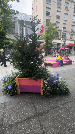 Granville Street on a cloudy July evening, art and street life