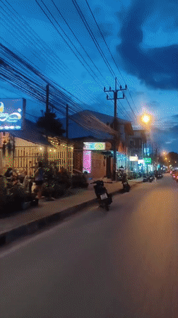 Commercial street activity recorded in Baan Bo Phut, Thailand
