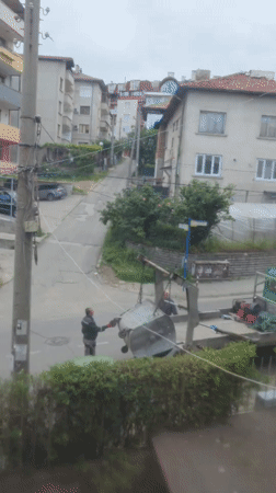 Morning waste collection operation in Blagoevgrad, Bulgaria
