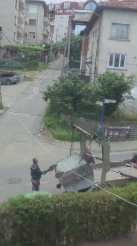 Morning waste collection operation in Blagoevgrad, Bulgaria