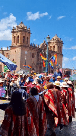 Traditional festival parade through Cusco's Plaza de Armas