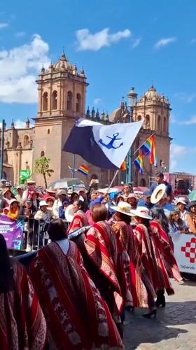 Traditional festival parade through Cusco's Plaza de Armas