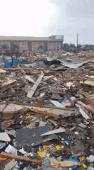 Destruction aftermath at a damaged Ikoyi building site