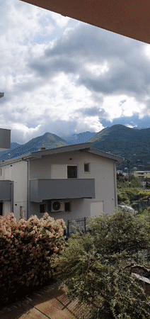 Morning panoramic video captures residential Bar, Montenegro with mountain backdrop