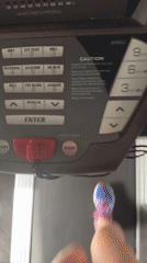 Morning treadmill workout captured in Petah Tikva home gym