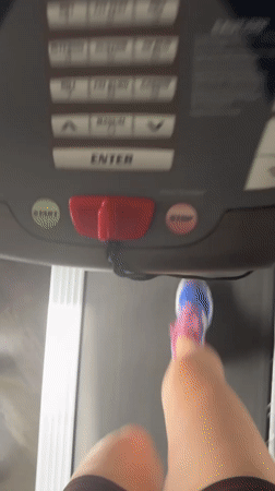 Morning treadmill workout captured in Petah Tikva home gym