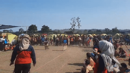 Scout jamboree in Selopuro: camp activities and sack races