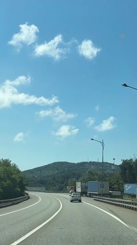 Morning drive through Sochi highways and streets