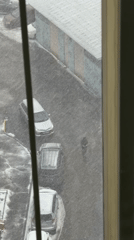 Heavy snowstorm observed from window in Krasnoyarsk, Russia