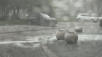 Severe hailstorm floods streets, parking lots in Izhevsk, Russia