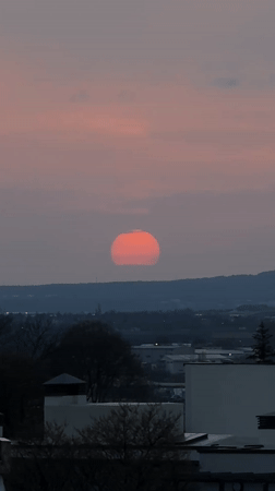 Vivid red-orange sunset captured across Varna, Bulgaria