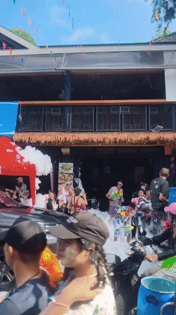 Songkran water festival celebrations draw crowds in Ban Bang Rak