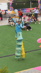 Stilt performers entertain crowds in outdoor Macau show