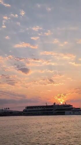 Sunset over the Black Sea at Varna's waterfront